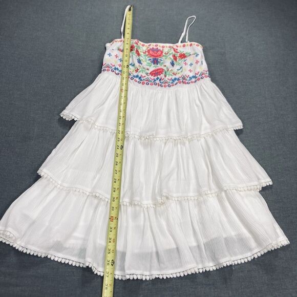 Peach Love Sundress Women L White Floral Embroidered Spaghetti Strap Summer Boho - Picture 10 of 13